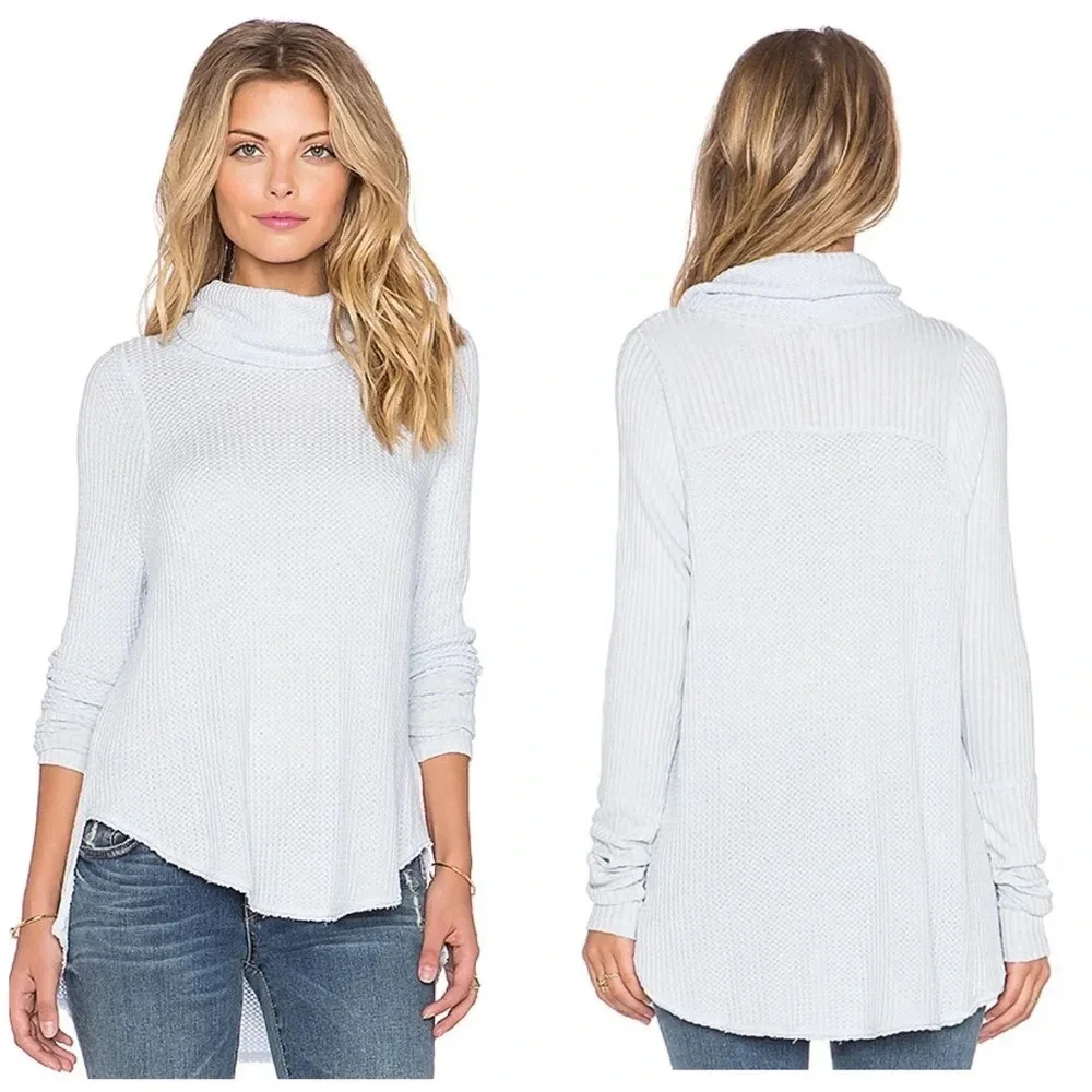 Free People Kristina Drippy Long Sleeve Thermal in Sky Blue Medium